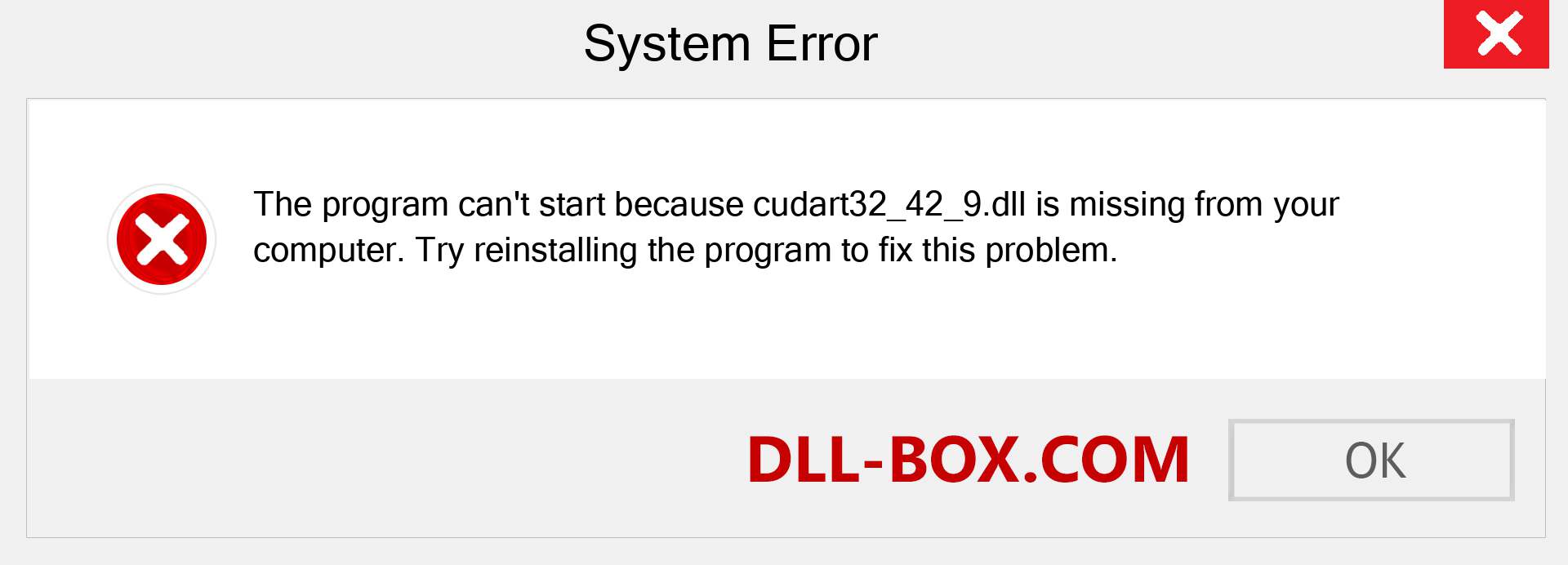  cudart32_42_9.dll file is missing?. Download for Windows 7, 8, 10 - Fix  cudart32_42_9 dll Missing Error on Windows, photos, images